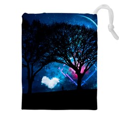 Tree Trees Surreal Universe Silhouette Drawstring Pouch (4xl) by Wegoenart