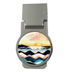 Sea Waves Wave Painting Ocean Water Money Clips (round)  by Wegoenart