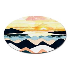 Sea Waves Wave Painting Ocean Water Oval Magnet by Wegoenart