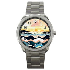 Sea Waves Wave Painting Ocean Water Sport Metal Watch by Wegoenart