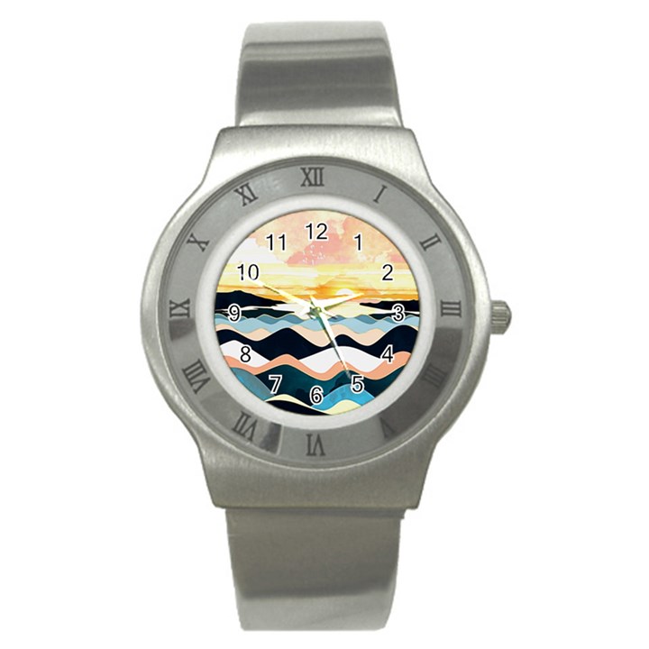 Sea Waves Wave Painting Ocean Water Stainless Steel Watch