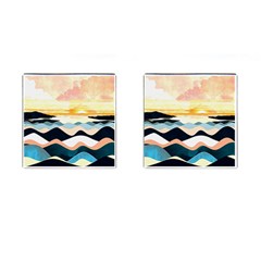 Sea Waves Wave Painting Ocean Water Cufflinks (square) by Wegoenart