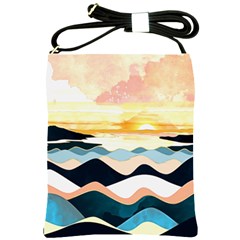 Sea Waves Wave Painting Ocean Water Shoulder Sling Bag by Wegoenart