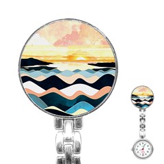 Sea Waves Wave Painting Ocean Water Stainless Steel Nurses Watch by Wegoenart