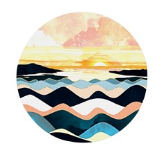 Sea Waves Wave Painting Ocean Water Mini Round Pill Box by Wegoenart