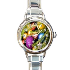 Background Of Christmas Decoration Round Italian Charm Watch by artworkshop