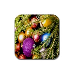 Background Of Christmas Decoration Rubber Coaster (square) by artworkshop