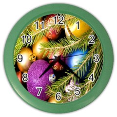 Background Of Christmas Decoration Color Wall Clock by artworkshop