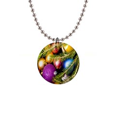 Background Of Christmas Decoration 1  Button Necklace by artworkshop