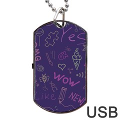 Background Doodle Pattern Beautiful Dog Tag Usb Flash (one Side) by Wegoenart