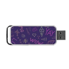 Background Doodle Pattern Beautiful Portable Usb Flash (two Sides) by Wegoenart