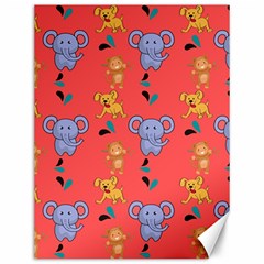 Elephant Cartoon Animal Monkey Canvas 12  X 16  by Wegoenart