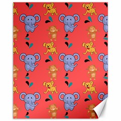 Elephant Cartoon Animal Monkey Canvas 11  X 14  by Wegoenart