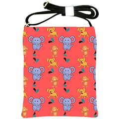 Elephant Cartoon Animal Monkey Shoulder Sling Bag by Wegoenart