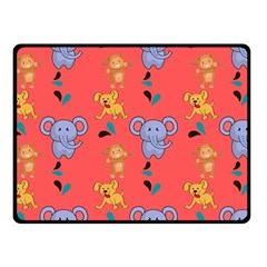 Elephant Cartoon Animal Monkey Fleece Blanket (small) by Wegoenart