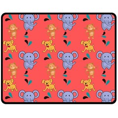 Elephant Cartoon Animal Monkey Double Sided Fleece Blanket (medium)  by Wegoenart