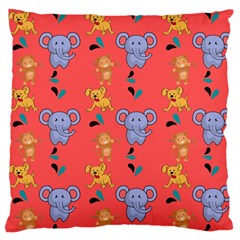 Elephant Cartoon Animal Monkey Large Flano Cushion Case (one Side) by Wegoenart