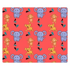 Elephant Cartoon Animal Monkey Double Sided Flano Blanket (small)  by Wegoenart