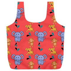 Elephant Cartoon Animal Monkey Full Print Recycle Bag (xxl) by Wegoenart