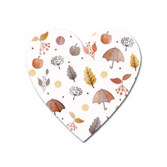 Autumn Leaf Leaves Nature Art Boho Background Heart Magnet by Wegoenart