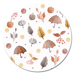 Autumn Leaf Leaves Nature Art Boho Background Magnet 5  (round) by Wegoenart