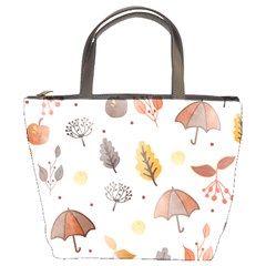 Autumn Leaf Leaves Nature Art Boho Background Bucket Bag by Wegoenart