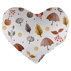 Autumn Leaf Leaves Nature Art Boho Background Large 19  Premium Heart Shape Cushions by Wegoenart