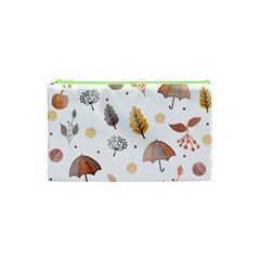 Autumn Leaf Leaves Nature Art Boho Background Cosmetic Bag (xs) by Wegoenart