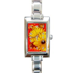 Flower Daisies Bloom Blossom Rectangle Italian Charm Watch by Wegoenart