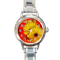 Flower Daisies Bloom Blossom Round Italian Charm Watch by Wegoenart