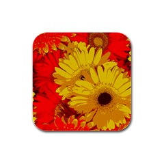 Flower Daisies Bloom Blossom Rubber Square Coaster (4 Pack) by Wegoenart