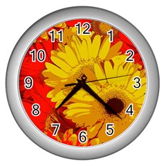 Flower Daisies Bloom Blossom Wall Clock (silver) by Wegoenart