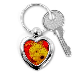 Flower Daisies Bloom Blossom Key Chain (heart) by Wegoenart