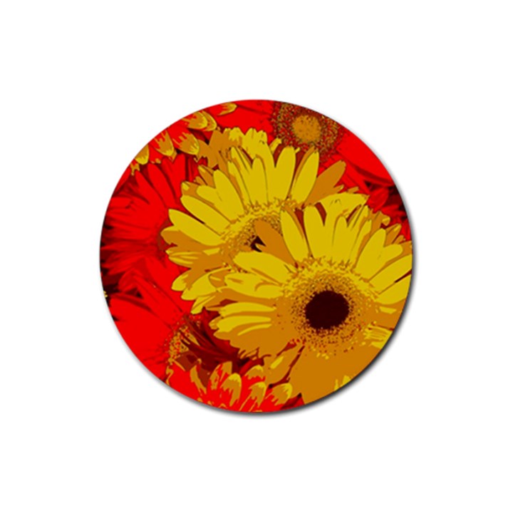 Flower Daisies Bloom Blossom Rubber Coaster (Round)