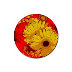 Flower Daisies Bloom Blossom Rubber Round Coaster (4 Pack) by Wegoenart