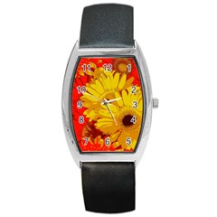 Flower Daisies Bloom Blossom Barrel Style Metal Watch by Wegoenart