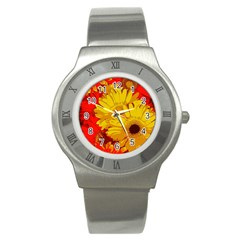 Flower Daisies Bloom Blossom Stainless Steel Watch by Wegoenart