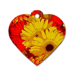 Flower Daisies Bloom Blossom Dog Tag Heart (one Side) by Wegoenart