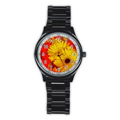 Flower Daisies Bloom Blossom Stainless Steel Round Watch by Wegoenart