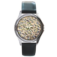 Abstract Pattern Freestyle Painting Round Metal Watch by Wegoenart