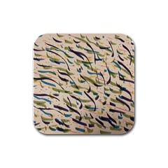 Abstract Pattern Freestyle Painting Rubber Square Coaster (4 Pack) by Wegoenart