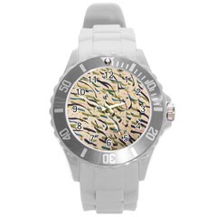 Abstract Pattern Freestyle Painting Round Plastic Sport Watch (l) by Wegoenart