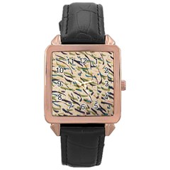 Abstract Pattern Freestyle Painting Rose Gold Leather Watch  by Wegoenart