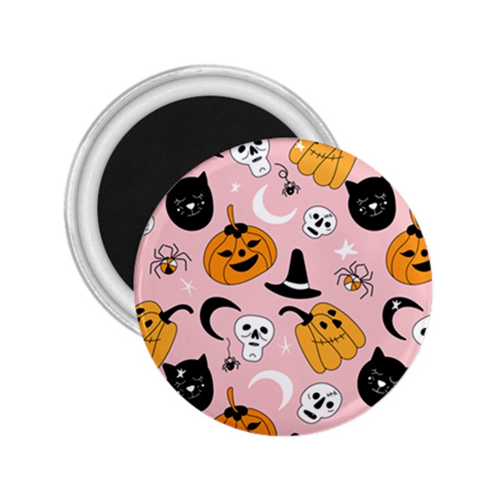 Pumpkin Cat Pattern Skull 2.25  Magnets