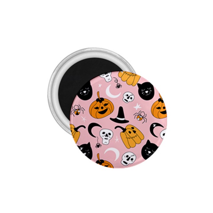 Pumpkin Cat Pattern Skull 1.75  Magnets