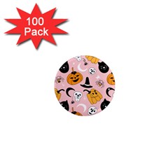 Pumpkin Cat Pattern Skull 1  Mini Magnets (100 Pack)  by Wegoenart