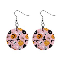 Pumpkin Cat Pattern Skull Mini Button Earrings