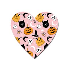 Pumpkin Cat Pattern Skull Heart Magnet by Wegoenart