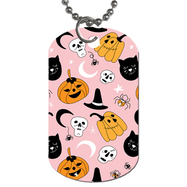 Pumpkin Cat Pattern Skull Dog Tag (One Side)