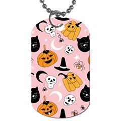 Pumpkin Cat Pattern Skull Dog Tag (Two Sides)